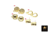 Gold Post Stud Earring Findings, 6 Pieces 10 mm Gold Plated Round or Square #3625, Rectangle Shaped Post Earrings