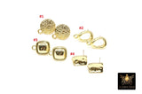 Gold Post Stud Earring Findings, 10 mm Gold Plated Round or Square #3625, Rectangle Shaped Post Earrings
