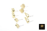 Gold Post Stud Earring Findings, 10 mm Gold Plated Round or Square #3625, Rectangle Shaped Post Earrings