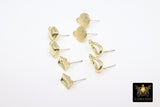 Gold Post Stud Earring Findings, 6 Pieces 10 mm Gold Plated Round or Square #3625, Rectangle Shaped Post Earrings