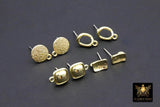 Gold Post Stud Earring Findings, 10 mm Gold Plated Round or Square #3625, Rectangle Shaped Post Earrings