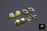 Gold Post Stud Earring Findings, 10 mm Gold Plated Round or Square #3625, Rectangle Shaped Post Earrings