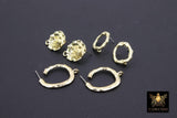 Gold Earring Studs With Loop Links, 10 mm Post Stud Gold Plated Round Shaped #3633, Hoop Post Earrings