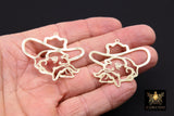 Colonel Rebel Man Charm, Gold Hoop Pendants, Gold Man In Hat, Scarf Pendants, 44 mm Earring Hoops, Mississippi Dangle Charm