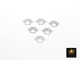 14 K Gold Filled Tiger Paw Connector, 6 mm Paw Shaped 925 Sterling Silver Animal Charm #3204, Permanent Jewelry Dog Paw Links