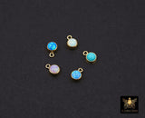14 K Gold Filled Opal Solitaire Charms, Top Quality CZ 4 mm White Bezel Dangle # 3605, Permanent Jewelry