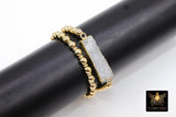 White Druzy Bar Beaded Bracelet, Rectangle Druzy Gold Stretchy Bracelet #795, 6 mm Round Beaded Rondelle Heishi Bracelet, Mom Beaded Bangles