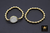 White Druzy Solar Quartz Beaded Bracelet, Round Druzy Stretchy Bracelet #795, 6 mm Round Beaded Rondelle Heishi Bracelet, Gifts For Her