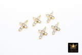 Gold CZ Cross Charms, Cubic Zirconia Cross Charms With Perpendicular Loops #2649, Lariat Cross Charms
