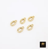 Gold Oval Push Clasp, 10 mm Gold Over 925 Sterling Silver Silver Spring Oval Shaped # 3617, 2 Styles Clip Connector