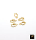 Gold Oval Push Clasp, 10 mm Gold Over 925 Sterling Silver Silver Spring Oval Shaped # 3648, 2 Styles Clip Connector