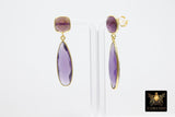 Purple Amethyst Stud Earrings, Gold Over 925 Silver Teardrop Gemstone, LSU Jewelry