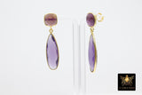 Purple Amethyst Stud Earrings, Gold Over 925 Silver Teardrop Gemstone, LSU Jewelry