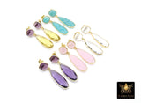 Purple Amethyst and Citrine Stud Earrings, Gold Over 925 Silver Teardrop Yellow Gemstone, LSU Jewelry