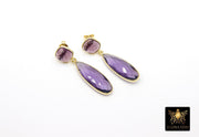 Purple Amethyst Stud Earrings, Gold Over 925 Silver Teardrop Gemstone, LSU Jewelry