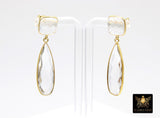 Clear Crystal Quartz Stud Earrings, Gold Over 925 Silver Teardrop Gemstone, Everyday Jewelry
