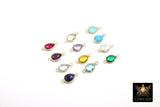 Teardrop Gemstone Connectors, Gold Gemstone Links #2994, Gold Over 925 Sterling Silver Birthstone 2 Loop Links