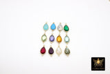 Teardrop Gemstone Connectors, Gold Gemstone Links #2994, Gold Over 925 Sterling Silver Birthstone 2 Loop Links