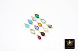 Teardrop Gemstone Connectors, Gold Gemstone Links #2994, Gold Over 925 Sterling Silver Birthstone 2 Loop Links