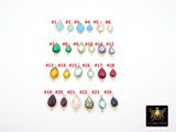 Teardrop Gemstone Connectors, Gold Gemstone Links #2994, Gold Over 925 Sterling Silver Birthstone 2 Loop Links