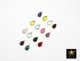 Teardrop Gemstone Charms, Gold Gemstone Charms #2234, Gold Over 925 Sterling Silver Birthstone One Loop Gemstone Charm