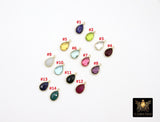 Teardrop Gemstone Charms, Gold Gemstone Charms #2234, Gold Over 925 Sterling Silver Birthstone One Loop Gemstone Charm