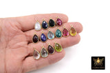 Teardrop Gemstone Charms, Gold Gemstone Charms #2234, Gold Over 925 Sterling Silver Birthstone One Loop Gemstone Charm