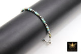 Blue Turquoise Beaded Gemstone Bracelet, 925 Sterling Silver Turquoise Beaded Bracelet, Navajo Pearl Oxidized Handmade Stacking Bracelet