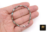 Blue Turquoise Beaded Gemstone Bracelet, 925 Sterling Silver Turquoise Beaded Bracelet, Navajo Pearl Oxidized Handmade Stacking Bracelet