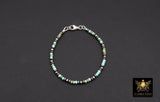 Blue Turquoise Beaded Gemstone Bracelet, 925 Sterling Silver Turquoise Beaded Bracelet, Navajo Pearl Oxidized Handmade Stacking Bracelet