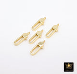 Gold Long Lobster Clasps, Long Oval Lobster Claws # 3616, Gold Over 925 Sterling Silver Rectangle Clasp