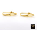 Gold Long Lobster Clasps, Long Oval Lobster Claws # 3616, Gold Over 925 Sterling Silver Rectangle Clasp