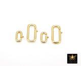 Gold Lobster Clasps, 13 mm Small Oval Long Clasp #3615, Large Gold Over 925 Sterling Silver 22 mm Clips