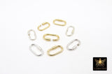 Gold or Silver Carabiner, 14 mm Small Gold Over 925 Sterling Silver Oval Long Clasps #3610, 16 mm Gold or Silver Screw Clasps