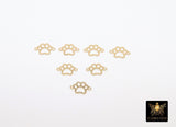 14 K Gold Filled Tiger Paw Connector, 6 mm Paw Shaped 925 Sterling Silver Animal Charm #3204, Permanent Jewelry Dog Paw Links