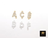 14 K Gold Filled CZ Letter Connectors, 7 mm 925 Sterling Silver Initial Links # 3375, Letter