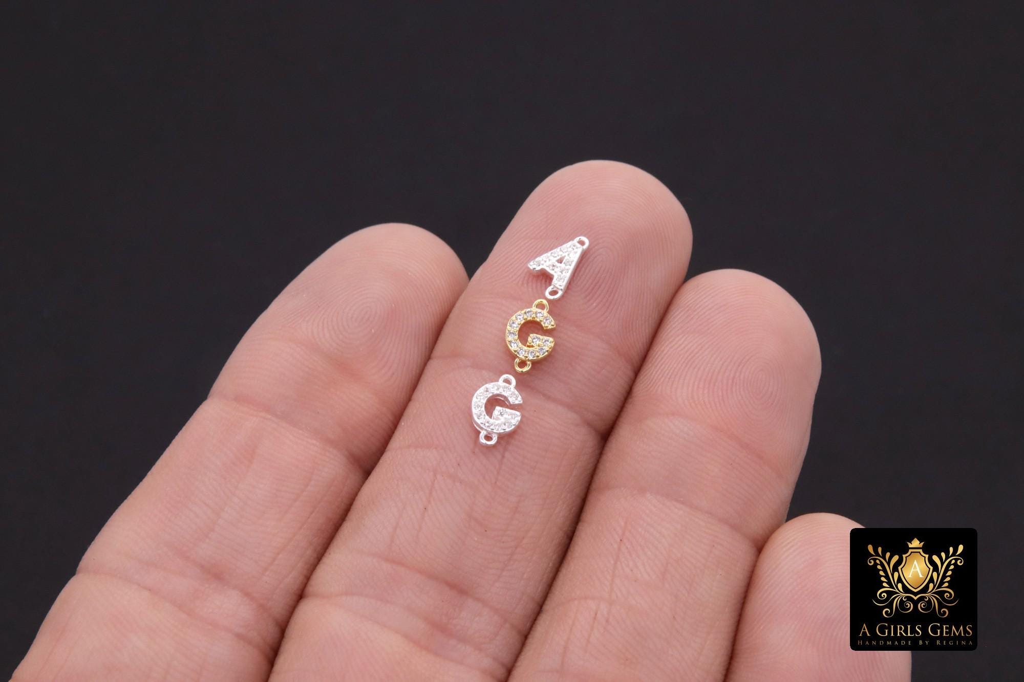 14 K Gold Filled CZ Alphabet Connectors, 7 mm 925 Sterling Silver Initial Links, Letters, Words, Personalized Permanent Jewelry