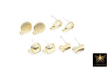 Gold Post Stud Earring Findings, 6 Pieces 10 mm Gold Plated Round or Square #3625, Rectangle Shaped Post Earrings