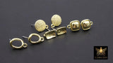 Gold Post Stud Earring Findings, 6 Pieces 10 mm Gold Plated Round or Square #3625, Rectangle Shaped Post Earrings