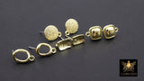 Gold Post Stud Earring Findings, 10 mm Gold Plated Round or Square #3625, Rectangle Shaped Post Earrings
