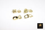 Gold Post Stud Earring Findings, 6 Pieces 10 mm Gold Plated Round, Textured Square #3630
