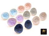 Gold Colorful Earring Studs With Open Loop Connector, Enamel Marble Post Stud Gold Plated Round Stud #3653, Hoop Post Earrings