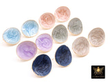 Gold Colorful Earring Studs With Open Loop Connector, Enamel Marble Post Stud Gold Plated Round Stud #3653, Hoop Post Earrings