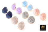 Gold Colorful Earring Studs With Open Loop Connector, Enamel Marble Post Stud Gold Plated Round Stud #3653, Hoop Post Earrings
