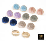 Gold Colorful Earring Studs With Open Loop Connector, Enamel Marble Post Stud Gold Plated Round Stud #3653, Hoop Post Earrings