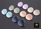 Gold Colorful Earring Studs With Open Loop Connector, Enamel Marble Post Stud Gold Plated Round Stud #3653, Hoop Post Earrings