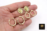 Gold Earring Studs With Loop Links, 10 mm Post Stud Gold Plated Round Shaped #3633, Hoop Post Earrings