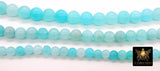 Aqua Baby Blue Beads, Smooth Round Ocean Blue Beads BS #190, size 6 mm 8 mm or 10 mm 15 inch FULL Strands