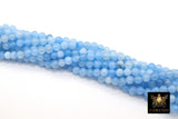 Sky Blue Beads, 4 mm Smooth Round Light Blue Beads BS #195, size 4 mm 15 inch FULL Strands