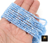 Sky Blue Beads, 4 mm Smooth Round Light Blue Beads BS #195, size 4 mm 15 inch FULL Strands